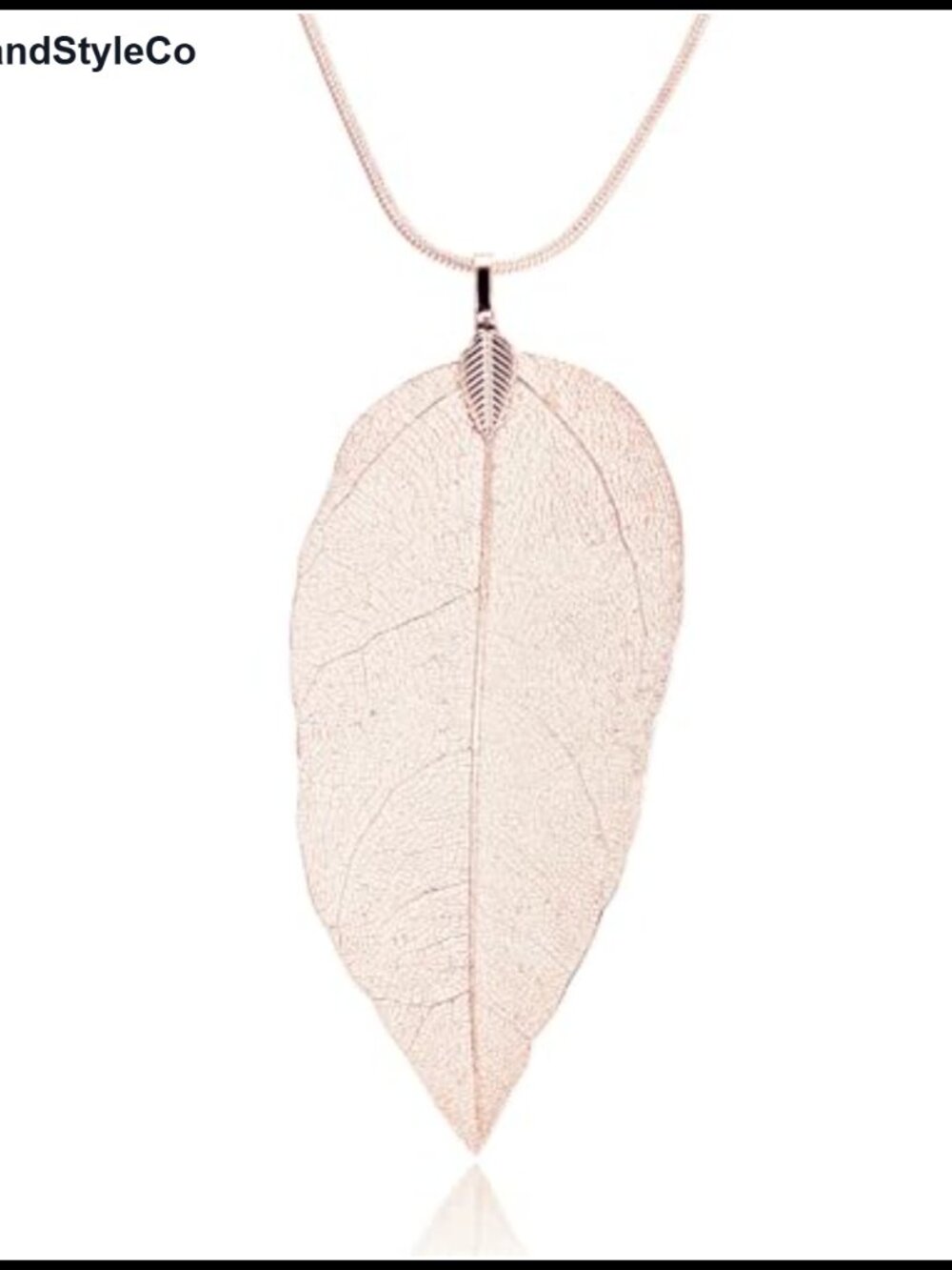 Handmade Leaf Long Necklace Gold Silver Plated Dainty Hollow Out Nature Jewelry